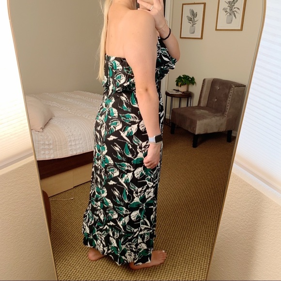 Green Plant Maxi Sleeveless Dress Womens Medium - Picture 2 of 9